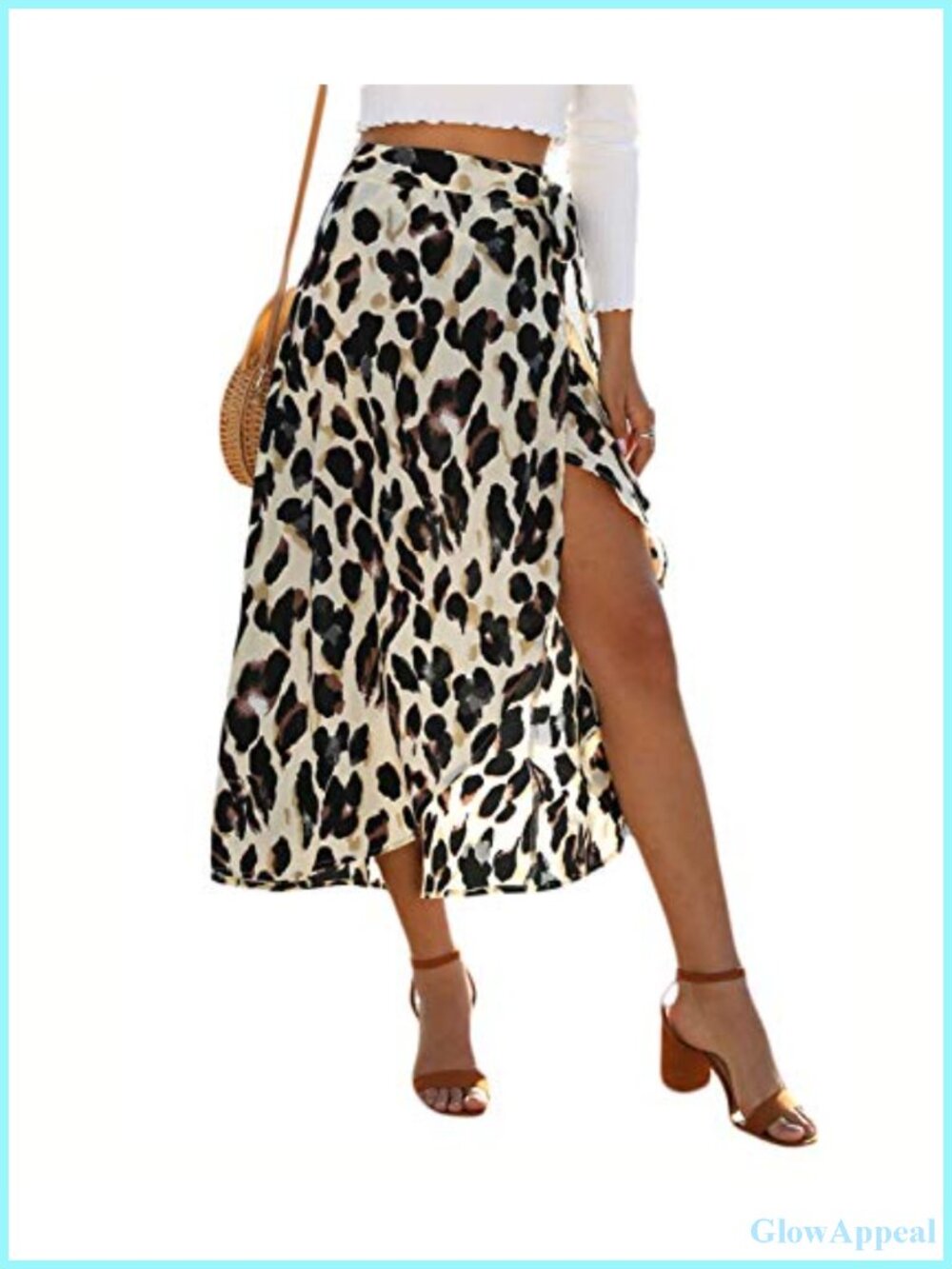 Boho Leopard Chiffon High Low Wrap Midi Skirt Beach Cover Up